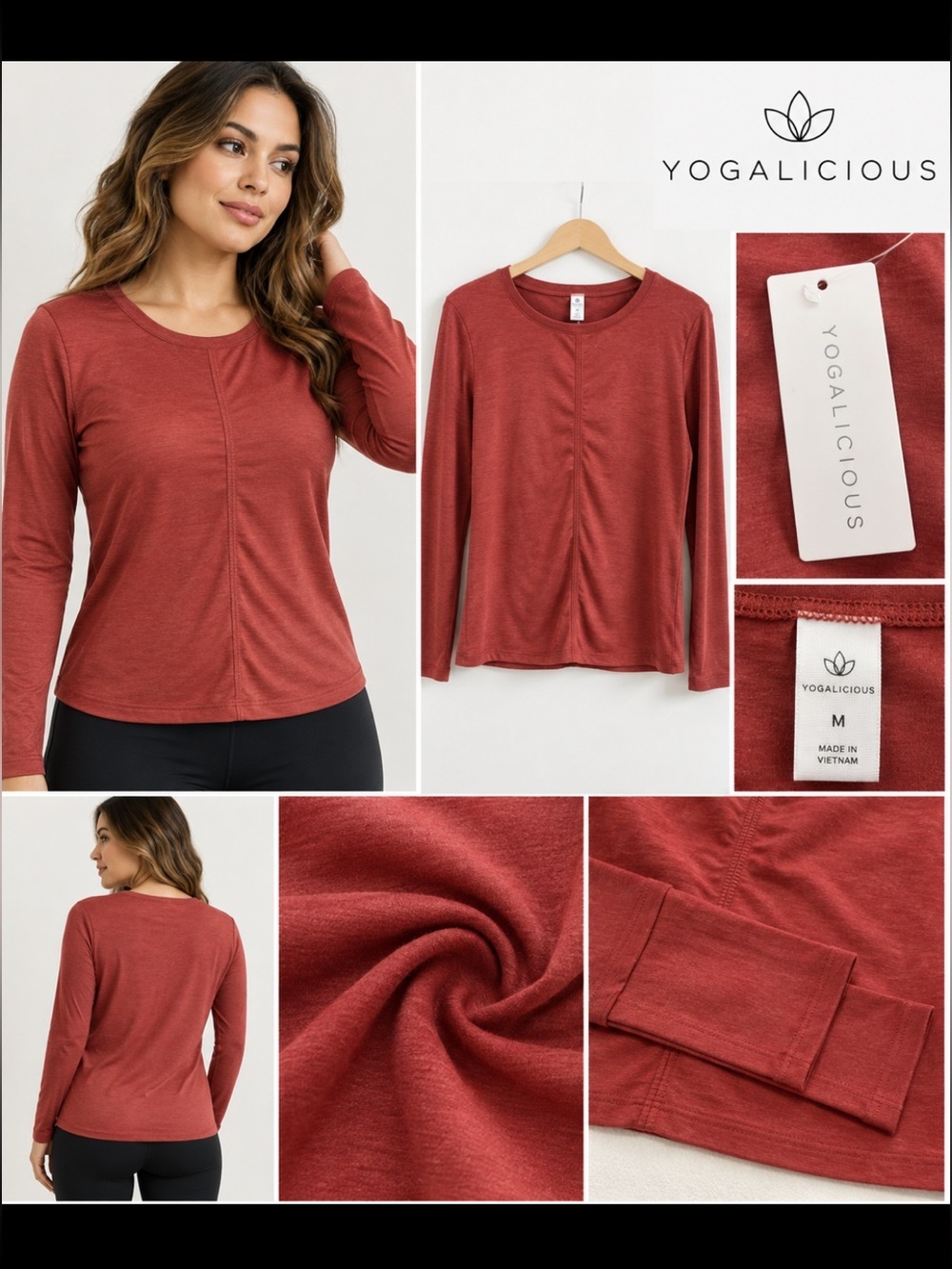 Yogalicious Deep Red Seam-Front Short Sleeve Tee #260